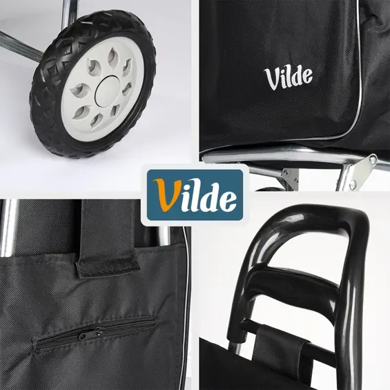 Vilde kolica za kupovinu s torbom 30 L – crna