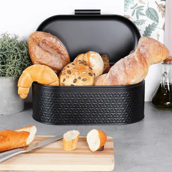 Vilde metalna kutija za kruh 34 × 20 × 15 cm – crna