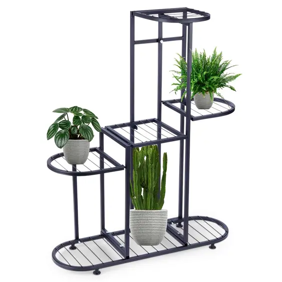 Vilde metalni stalak za cvijeće – 5 razina, crni, 84,5 cm