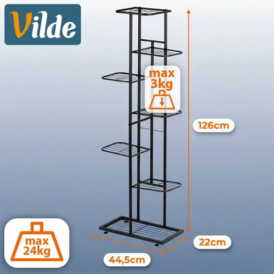Vilde metalni stalak za cvijeće – 7 razina, crni