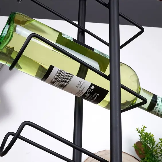 Vilde metalni stalak za vino za 6 boca, 27 × 13 × 84,5 cm – crni