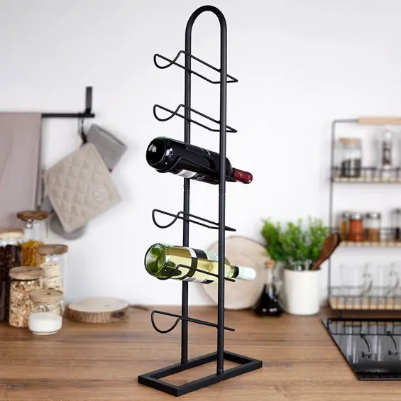 Vilde metalni stalak za vino za 6 boca, 27 × 13 × 84,5 cm – crni