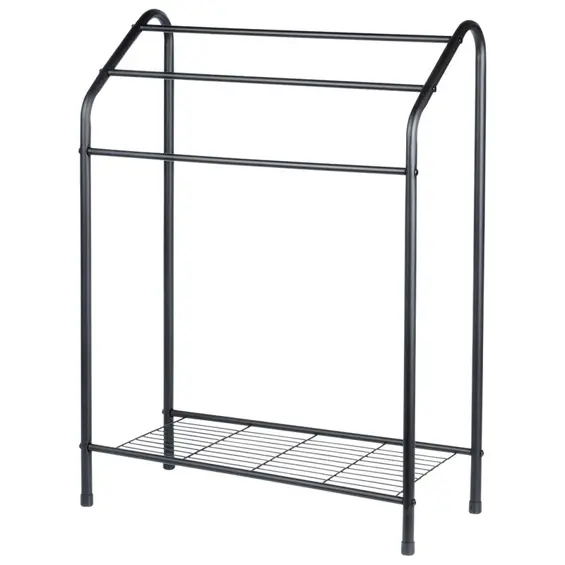 Vilde samostojeći stalak za ručnike s 3 prečke i policom, 60 × 28 × 82,5 cm – crni