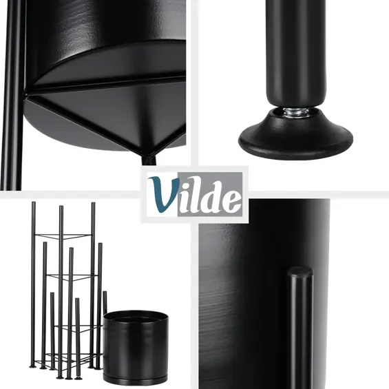 Vilde set metalnih stalaka za cvijeće s posudama – 3 komada, crni