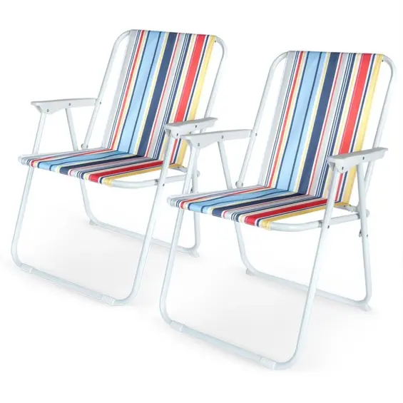 Vilde SET395 set 2 sklopive camping stolice 53 × 46,5 × 74 cm, do 110 kg – prugaste