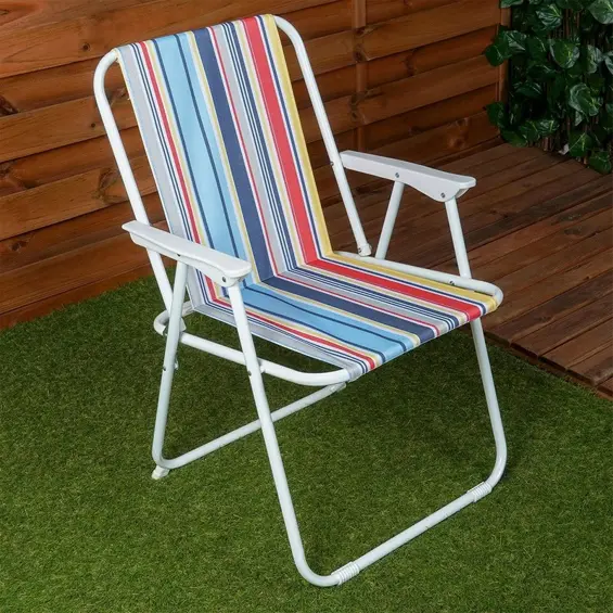Vilde SET395 set 2 sklopive camping stolice 53 × 46,5 × 74 cm, do 110 kg – prugaste