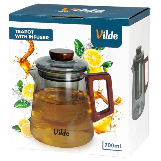 Vilde stakleni čajnik s infuzerom 700 ml – borosilikatno staklo