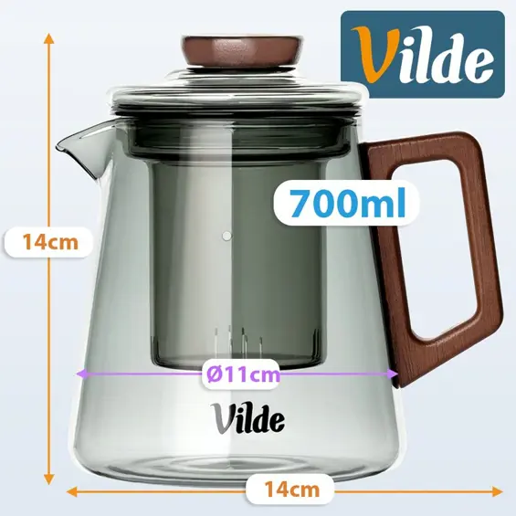 Vilde stakleni čajnik s infuzerom 700 ml – borosilikatno staklo