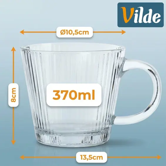Vilde XXL staklene šalice za kavu i čaj 370 ml – 6 komada