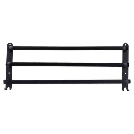 Vilde zidni držač za ručnike 60 cm, 3 prečke + 4 kukice, aluminij – crni