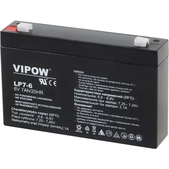 VIPOW BAT0207 AGM akumulator 6 V 7 Ah, VRLA, bez održavanja