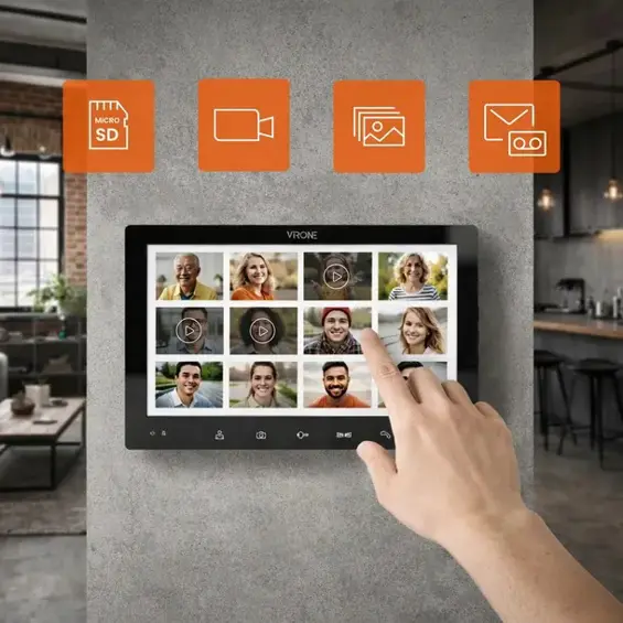 Virone MIDU VDP-75/B video portafon 10" Wi-Fi – Full HD, RFID, Tuya Smart, 4-žilni, crni