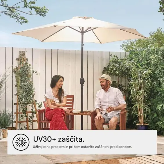 VonHaus 2522062- suncobran promjera 2,7 m s funkcijom nagiba u boji slonovače/bež (Ivory).