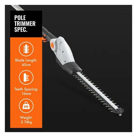 VonHaus G-Series 20V MAX akumulatorske teleskopske škare za živicu (pila za grane) s podesivom duljinom do 2,44 m i kutom glave