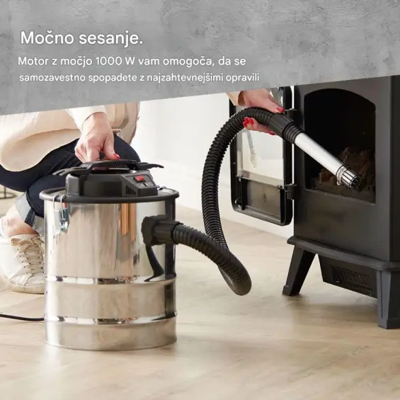 VonHaus Usisavač za hladan pepeo 15 L, 1000 W – Filter za fini pepeo, aluminijsko crijevo (3000216)