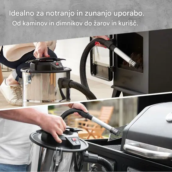 VonHaus Usisavač za hladan pepeo 15 L, 1000 W – Filter za fini pepeo, aluminijsko crijevo (3000216)