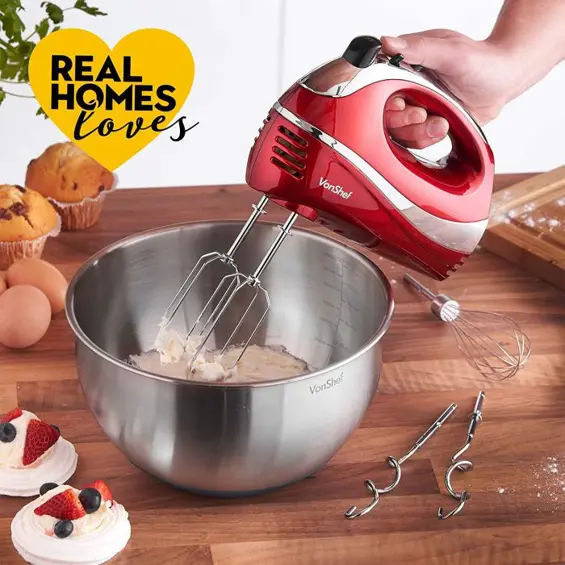 VonShef 2013077 Ručni mikser – 300 W, crveni