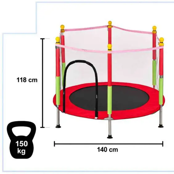Vrtna trampolina 140 cm sa zaštitnom mrežom-Crvena