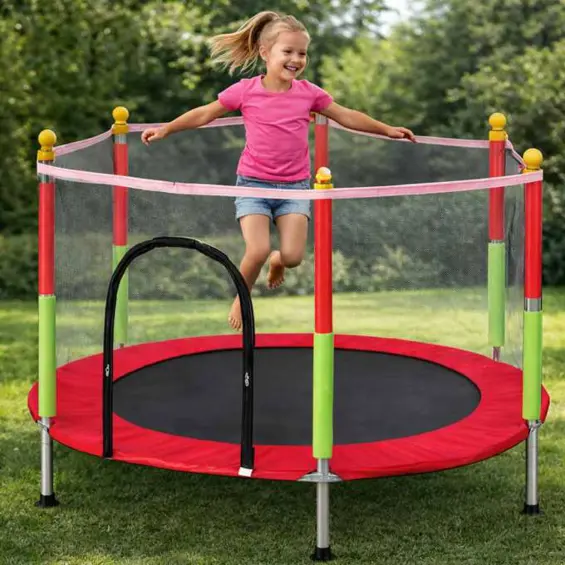 Vrtna trampolina 140 cm sa zaštitnom mrežom-Crvena
