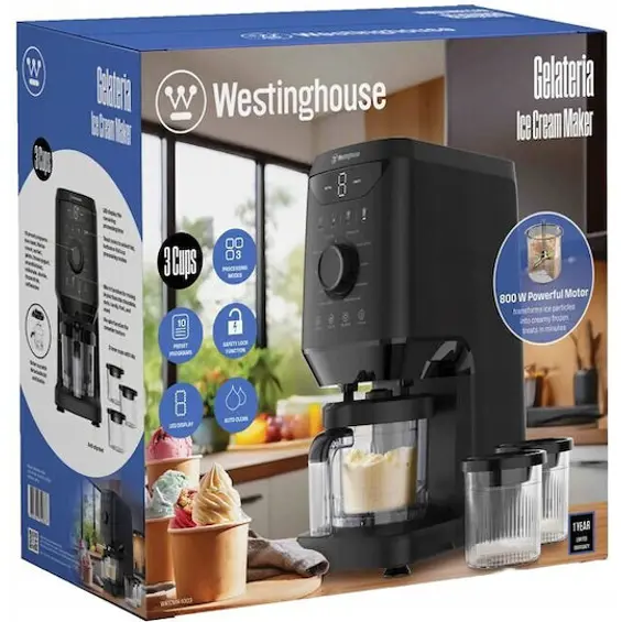 Westinghouse WKICMX-1003 Gelateria Aparat za Sladoled – 800 W, 10 Programa, 3 Posude od 470 ml