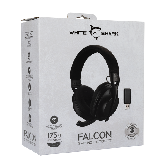 White Shark WGH-2441 Falcon – bežične gaming slušalice (crne)