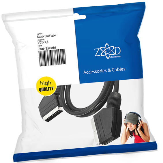 ZED electronic Scart kabel, 21 pinski, oklopljen, 1.5 met - VCS/1,5