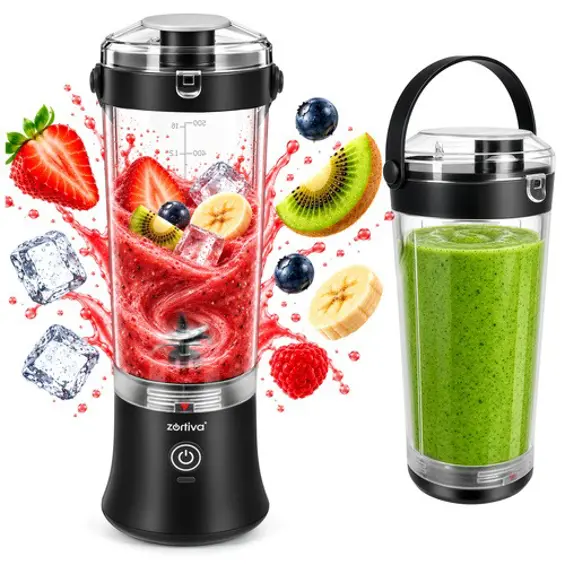 ZORTIVA ShakeWave – Prijenosni bežični blender 600 ml, 150 W, USB-C punjenje, drobljenje leda, 22.000 o/min