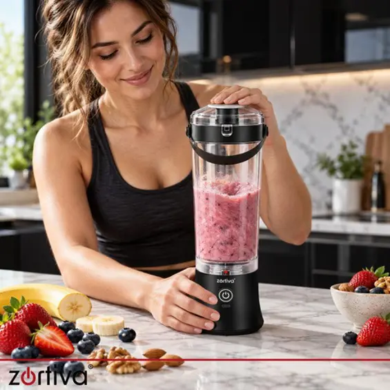 ZORTIVA ShakeWave – Prijenosni bežični blender 600 ml, 150 W, USB-C punjenje, drobljenje leda, 22.000 o/min