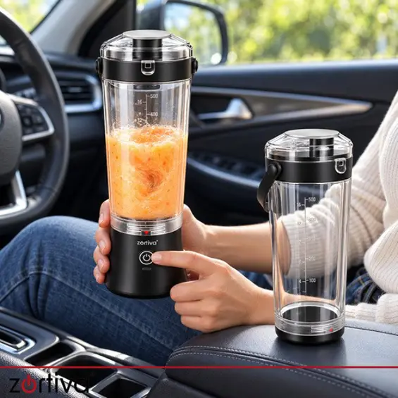 ZORTIVA ShakeWave – Prijenosni bežični blender 600 ml, 150 W, USB-C punjenje, drobljenje leda, 22.000 o/min